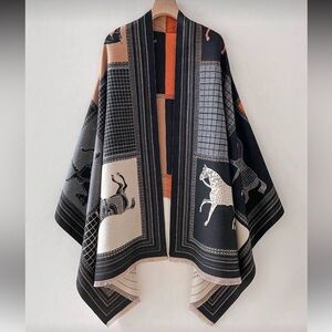 Luxe Elegant Horse Print Wrap Scarf Shawl Holiday Present